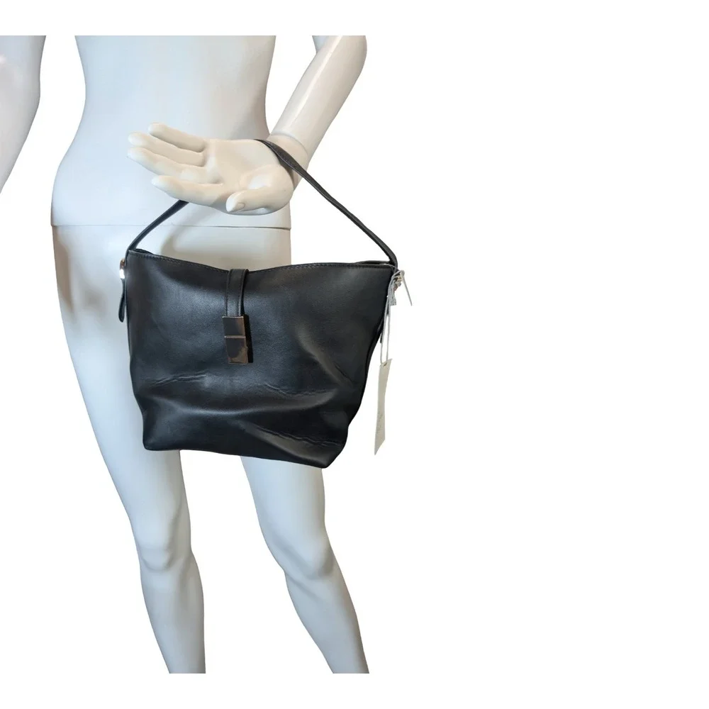 ⭐B5.  a new day - Black Purse With Detachable Crossbody Strap Gold Buckle NWT